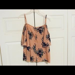 Pink Floral Blouse - Off Shoulder